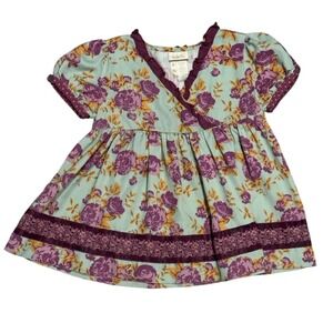 Matilda Jane Secret Fields Lilac Bouquet Floral Wrap Top Ruffle Ribbon Trim SZ 6